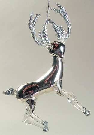 Roman Christmas Ornaments Mirror Glass Deer-B - Boxed