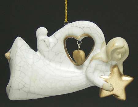 Roman Christmas Ornaments Crackle Angel W/ Star - No Box