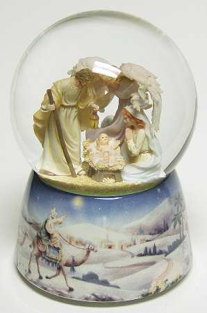 Roman Christmas Ornaments Silent Night Nativity Glitterdome - With Box