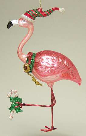 Roman Christmas Ornaments Flamingo With Candy Cane - No Box 108
