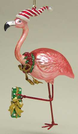 Roman Christmas Ornaments Flamingo With Gift - No Box