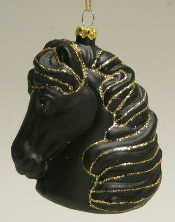 Roman Christmas Ornaments Fancy Horse-Black - No Box