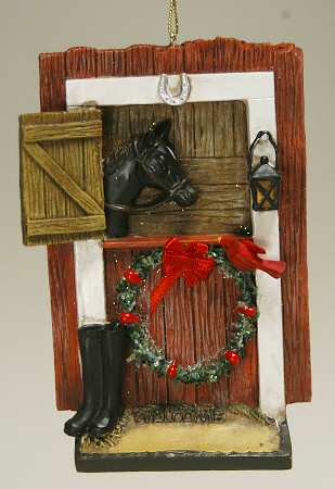 Roman Christmas Ornaments Barn Door With Horse - No Box
