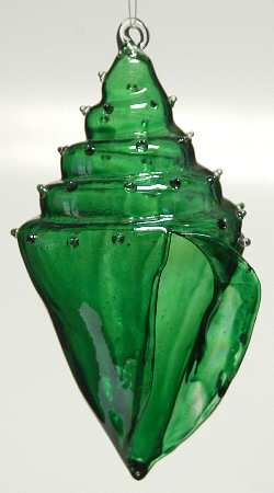 Roman Christmas Ornaments Conch Shell-Green - No Box