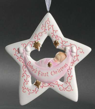 Roman Christmas Ornaments Girl Baby's 1st Christmas-Star - Boxed