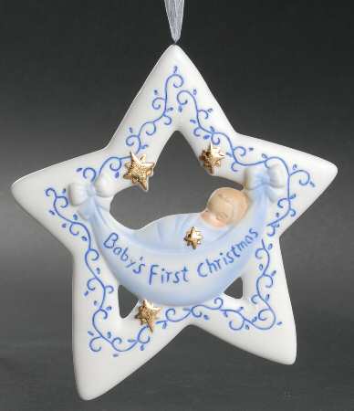 Roman Christmas Ornaments Boy Baby's 1st Christmas-Star - Boxed
