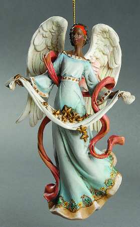 Roman Christmas Ornaments Ethnic Angel W/ Flowers - No Box