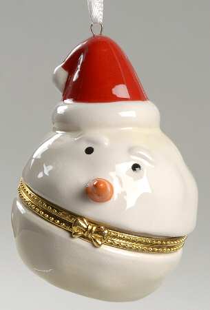 Roman Christmas Ornaments Snowman W/ Red Hat Box - No Box