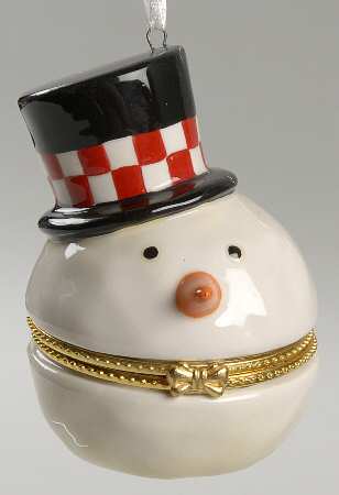 Roman Christmas Ornaments Snowman W/ Top Hat Box - No Box