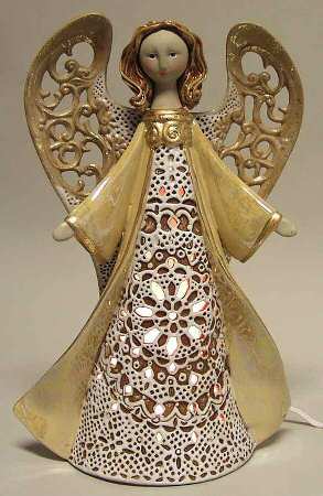 Origins Artisan Collection Lighted Yellow Angel Figure - Boxed