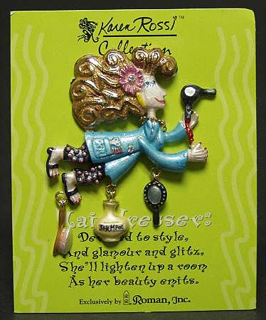 Karen Rossi Jewelry Hairdresser Lapel Pin - Boxed