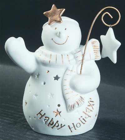 Lace Illusions Snowman Votive-Happy Holidays - Boxed
