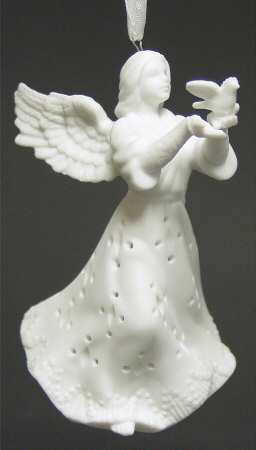Lace Illusions Angel W/ Dove Light Cover Ornament - Boxed