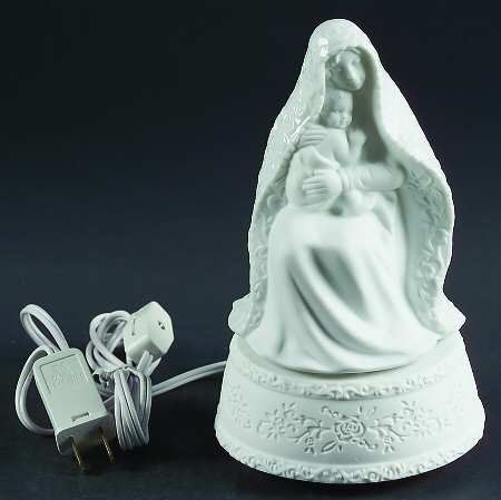 Lace Illusions Madonna & Child Musical Light-Greensleev - With Box
