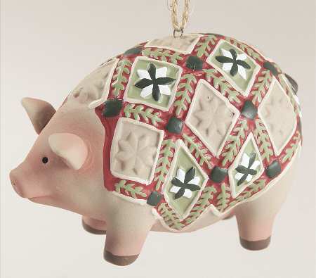 Origins Quilt Collection Pig Ornament - No Box