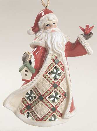 Origins Quilt Collection Santa W/ Birdhouse Light Cover Ornament - No Box