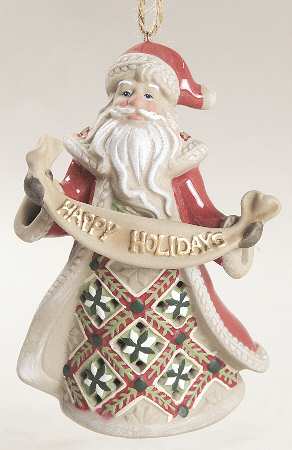 Origins Quilt Collection Santa W/ Banner Light Cover Ornament - No Box