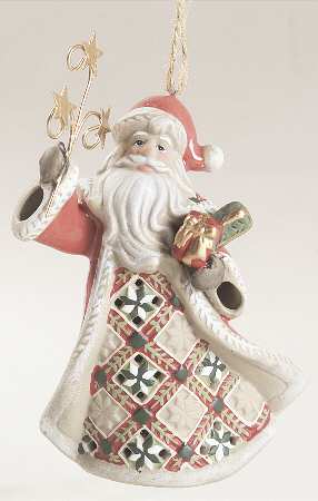 Origins Quilt Collection Santa W/ Stars Light Cover Ornament - No Box