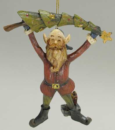 Woodworks Collection Elf With Tree Over Head - No Box