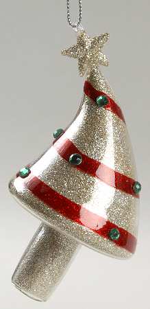 Lots of Dots Red Curved Glitter Tree W/Green Stones - No Box