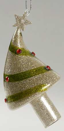 Lots of Dots Green Curved Glitter Tree W/Red Stones - No Box