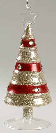 Lots of Dots Red Glitter Tree With Green Stones - No Box