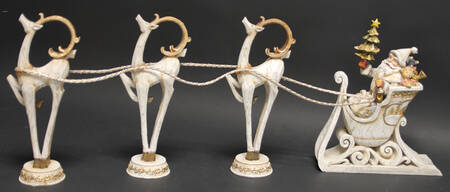 Woodlands Collection Santa's Sleigh With 3 Deer - Boxed