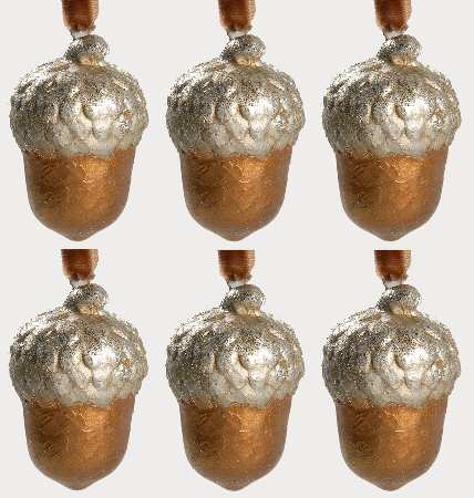 Woodlands Collection Acorn Ornament-6 Pc Set - Boxed