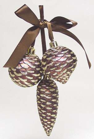 Woodlands Collection Pine Cone Ornament With Ribbon - No Box