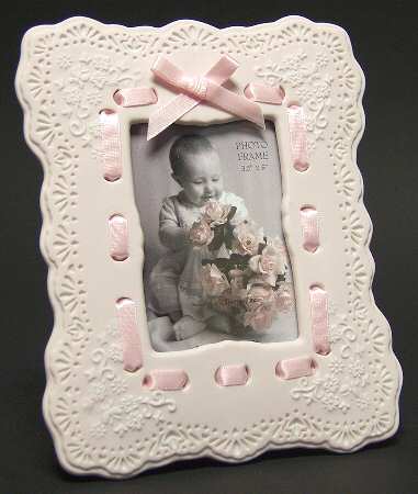 Baby Gifts Girl Lace Ribbon Frame 3.5 X 5 - Boxed