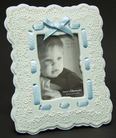 Baby Gifts Boy Lace Ribbon Frame 3.5 X 5 - Boxed
