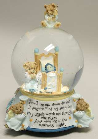 Baby Gifts Boy Bear Musical Glitter Globe - Boxed
