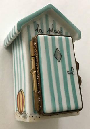 Rochard Limoges Box Beach Bath House-Stripes - No Box
