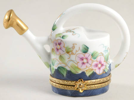 Rochard Limoges Box Watering Can With Pink Flowers - No Box