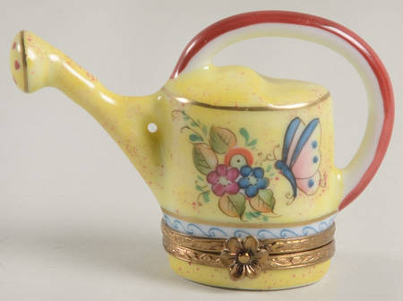 Rochard Limoges Box Yellow Watering Can With Flowers And But - No Box