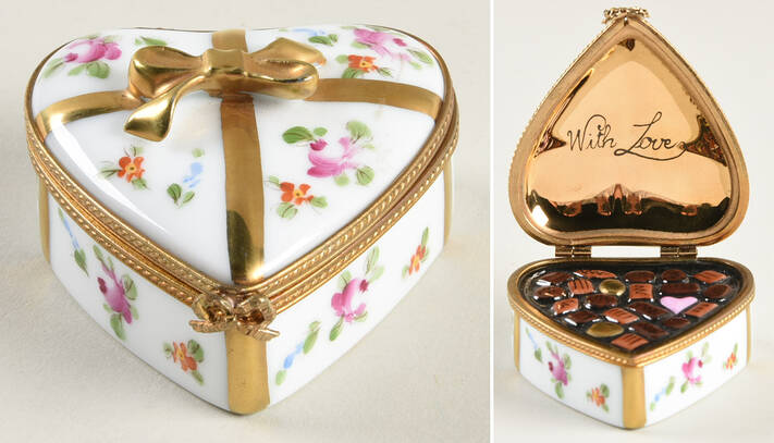 Rochard Limoges Box Heart Shape Chocolate Box - No Box