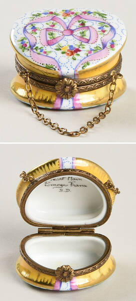 Rochard Limoges Box Purse Yellow Pink Bow - No Box