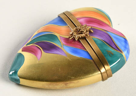 Rochard Limoges Box Heart Gold Multicolor - No Box