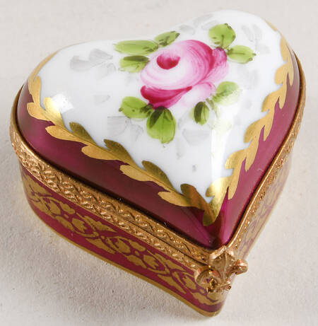 Rochard Limoges Box Heart With Rose Box - No Box