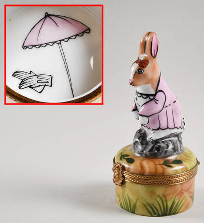 Rochard Limoges Box Lady Rabbit With Pink Coat - No Box