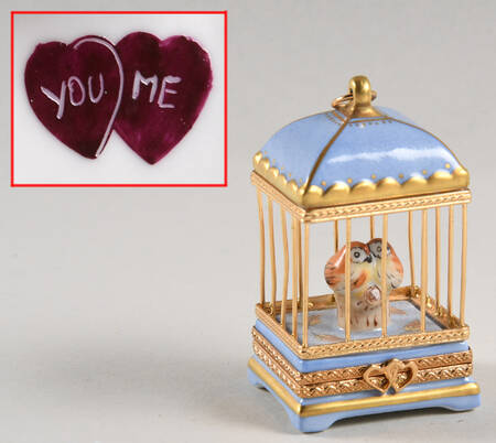 Rochard Limoges Box Birdcage W/ Two Birds - No Box