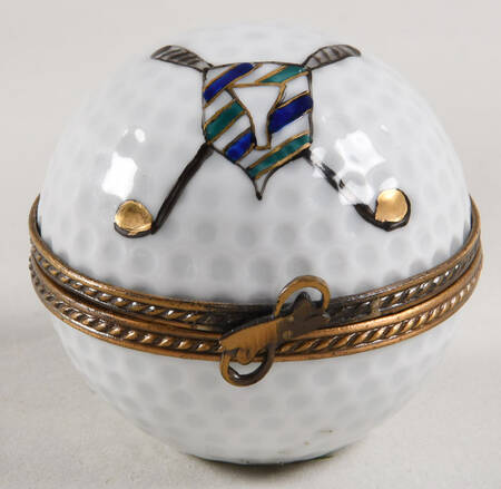 Rochard Limoges Box Golf Ball-Crossed Clubs,Tee  - No Box