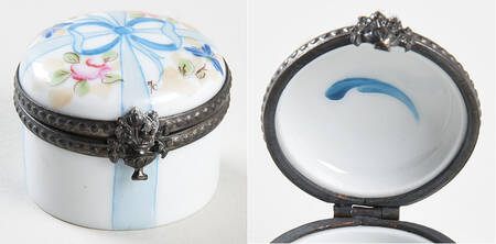 Rochard Limoges Box Flowers Blue Bow - No Box