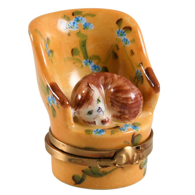 Rochard Limoges Box Cat In Chair - No Box