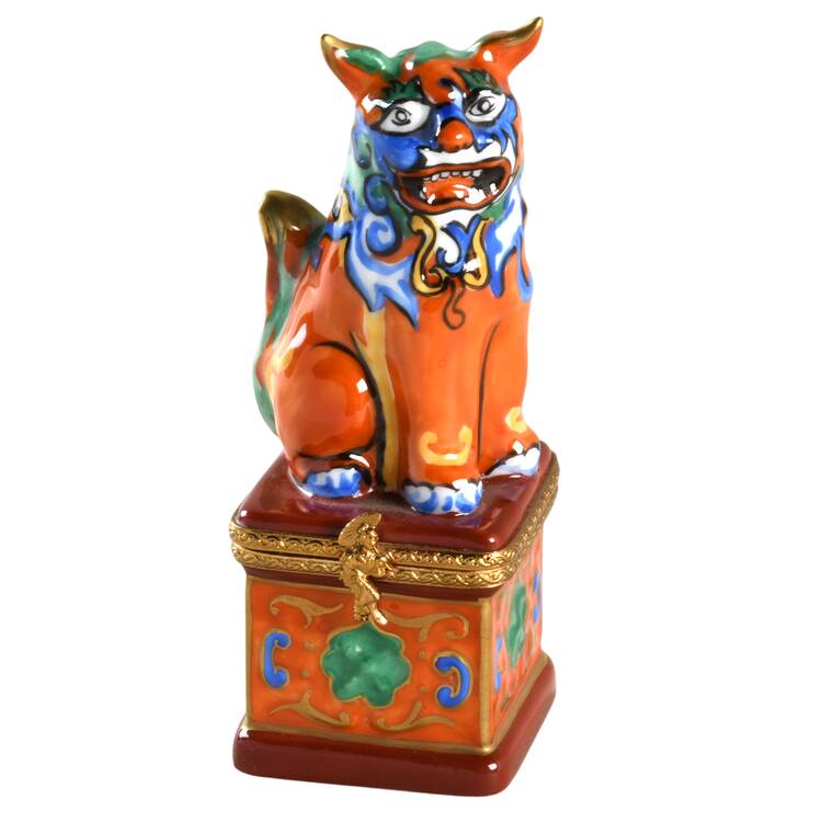 Rochard Limoges Box Orange Chinese Foo Dog  - No Box