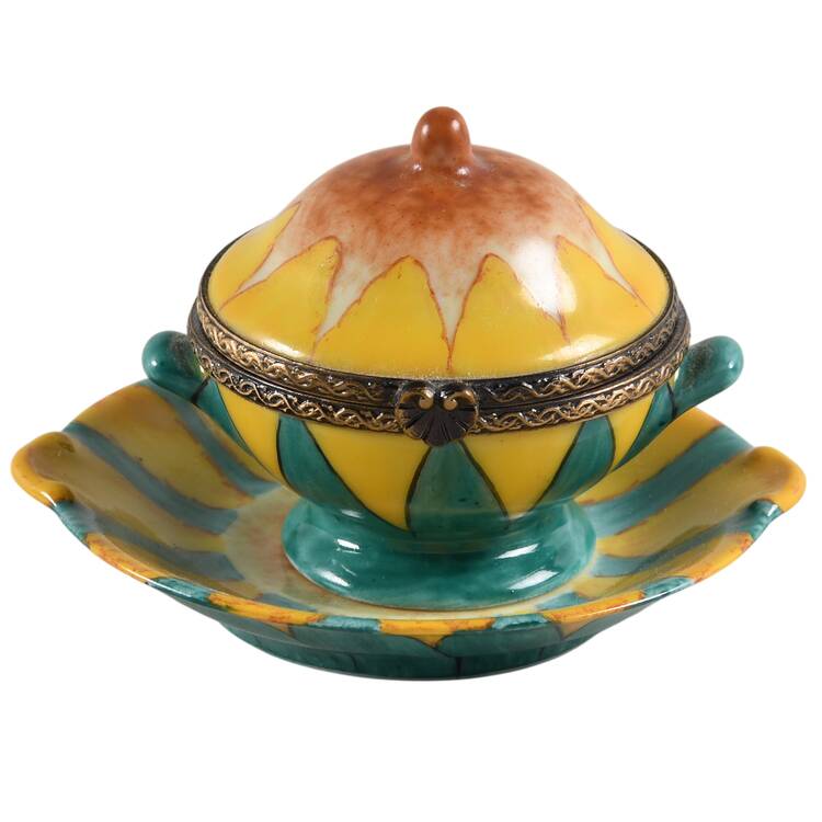 Rochard Limoges Box Yellow Flower Tureen & Underplate - Boxed