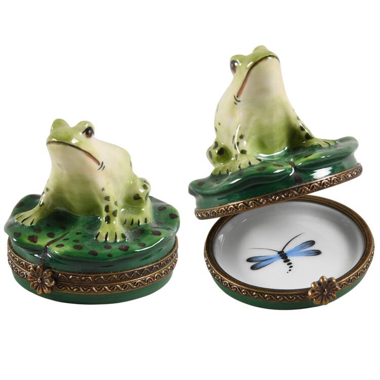Rochard Limoges Box Frog On Lily Pad - Boxed