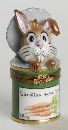 Rochard Limoges Box Bunny In Tin Can - Boxed