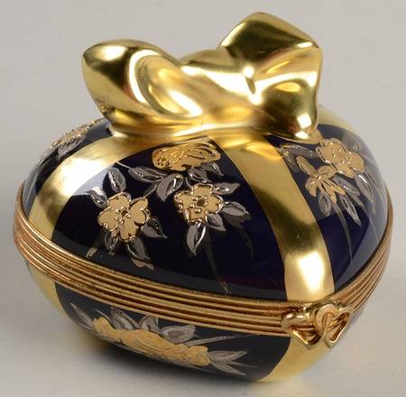 Rochard Limoges Box Cobalt Heart Box - Boxed