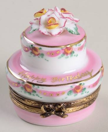 Rochard Limoges Box Happy Birthday Cake With Flowers Box - Boxed